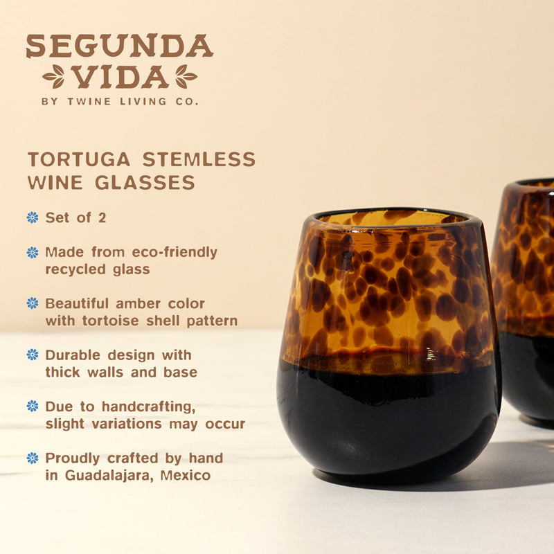 Segunda Vida Tortuga Stemless Wine Glasses