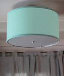 Moderne Flush Mount Conversion Kit 18"w Island Paradise Blue Shallow Drum Lampshade