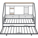 Twin Size Metal House Bed with Trundle, Black