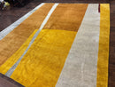 Modern Tibetan Rug 9x10, Wool Handmade Tibetan Area Rug, Abstract Multicolor