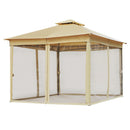 TREXM 10x10 Outdoor Gazebo Tent with Double Roofs, Patio Gazebo with Mosquito Netting, Patio Canopy for Backyard, Garden, Lawn and Deck (Beige)