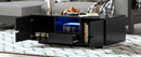 U-Can Modern High Glossy Rectangle Coffee Table, Stylish Center Table with Storage Space, Accent Furniture with 16 Color LED Lights for Living Room