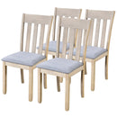 TREXM 5-Piece Wood Dining Table Set Round Extendable with Chairs Natural Wood Wash Solid Wood Construction