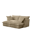 Slipcovered Sofa 2 Seater Sofa    With 2 Ottomans, 2 Seater Sleeper Sofa Bed Home Theater Oversized Sofa For Living Room, Corduroy,Camel