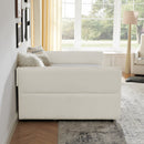 Daybed with Trundle Upholstered Tufted Sofa Bed, Full Size, Boucle Fabric, Beige(83'x58.5'x29.5')