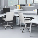 White PU Leather Desk Chair With Wheels Mid Back Office Chair