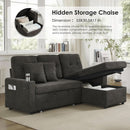 Dark Grey Microfiber Reversible Sectional Sofa Bed With USB