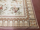 Needlepoint Rug 8x10 Aubusson Rug Victorian Floral Rug Handmade French Style French Decor Garden Panel Beige 8 x 10 Area Rug 100% Wool