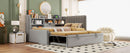 Twin Size Upholstered Daybed with Trundle, Storage Shelves, USB & Outlet (Gray)