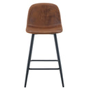 Brown Techno-Fabric Bar Chair Set - Two Pieces, Rounded Backrest, Black Metal Legs, Multiple Colors