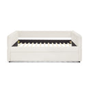 Daybed with Trundle Upholstered Tufted Sofa Bed, Full Size, Boucle Fabric, Beige(83'x58.5'x29.5')