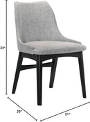 Gray Fabric Wood Dining Chairs Set Of 2 19-Inch Seat Height