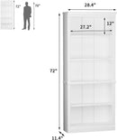 5-Shelf Bookcase Wooden Standing Rack White Living Room
