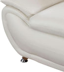 Leather 3 Piece Living Room Set Cream White With 3 Seater Sofa Loveseat And Armchair
