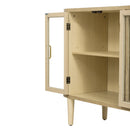 TREXM Farmhouse Sideboard Cabinet with Storage, Wood Buffet Cabinet with Glass Doors and Adjustable Shelves for Kitchen, Dining Room and Living Room (Natural)