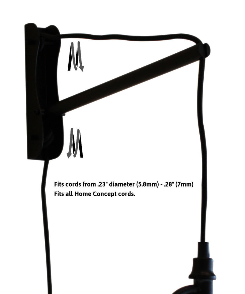 12"W MAST Plug-In Wall Mount Pendant 1 Light Black Cord/Arm Shallow Drum Textured Oatmeal Shade