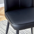 Modern Black PU Chair Set - Four Pieces with Vertical Backrest Design for Kitchen and Living Rooms