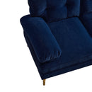 Modern Velvet L Shaped Sectional Sofa for Living Room and Bedroom, Blue, 82.6 Inch