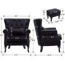 Elegant Black Velvet Wingback Chair With Ottoman Set