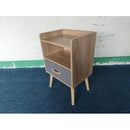 Nightstand With Collapsible Fabric Drawer, 2-Tier Storage End Table, Wood Side Table with Storage Cabinet for Bedroom, Living Room - Oak