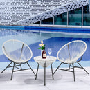Acapulco Patio Bistro Set 3 Piece Outdoor White With Glass Top