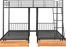 Black Metal Triple Bunk Bed With Drawers Full Over Twin Bunk Beds