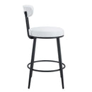 Fashionable Ergonomic High Legged Bar Chairs with White Fabric Cushions, 35.5 Inches Tall, Black and White Color.Set of 2.