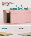Jelly Pink Velvet Storage Ottoman Bench 15x30 Inches