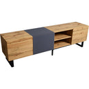 Modern TV with 3 Cabinets& Open Shelves, Color-matching Media Console Table for TVs up to 80", Entertainment Center with Drop Down Door for Living Room, Bedroom, Home Theatre