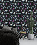 Watercolor Dark Floral Wallpaper