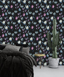 Watercolor Dark Floral Wallpaper