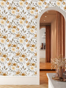 Beige and Brown Flowers Wallpaper