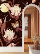 Voguish Brown Floral Wallpaper Tasteful