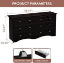 Brown Six Drawer Dresser And TV Stand Wide Wood Chest