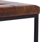 Yellowish-Brown Faux Leather Ottoman Coffee Table Sturdy
