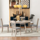 TREXM 5-Piece Wood Dining Table Set Round Extendable with Chairs Natural Wood Wash Solid Wood Construction