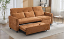 2-in-1 Sofa 82' Three-seater Sofa with Sofa Bed and Reversible Recliner, Orange Chenille
