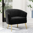 Modern Black Velvet Accent Chair With Gold Legs Living Room