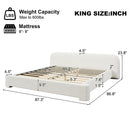 Cozy White Bouce Upholstered Bed - Dreamy Addition to Your Bedroom, Boucle Fabric, KING Size