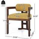 Indoor Upholstered Wood Dining Chair(Set of 2),Yellow+Walnut