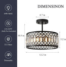 Crystal Black Three Light Semi Flush Mount Ceiling Light