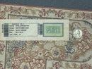 Turkish Silk Hunting Scene Rug 2.6 x 5, Dark Steel Blue & Ivory, Bamboo Silk, New