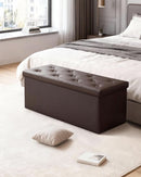 Forty Three Inch Brown Storage Ottoman With Concealed Dividers