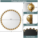 Round Wall Mirror With Gold Metal Frame 27 Inch Entryway