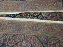 Antique Persian Sarouk Rug 4x6, Hand Knotted 1920s Oriental Carpet 4 x 6 ft, Navy Blue and Red Wool Rug, Handmade Floral Allover Persian Area Rug