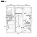 Outdoor Cat House, DIY Cat Enclosure Catio with Double Enter Doors, Light Grey Pine Wood, 62.8'L x 32.2'W x 68.5'H