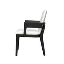 Modern Black Wood & White Glossy PU Leather Dining Chairs Set of 2, Elegant Upholstery and Ergonomic Design