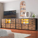 Dresser With LED Lights And Power Outlets 12 Fabric Drawers