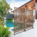 Freestanding Decorative Privacy Screen for Deck Balcony Patio, Metal Privacy Screen 76' H×48' W, Brown