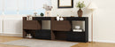 Set of 2, 32.5''-58.8'' Extendable & Rotating Cabinet with 1 Drawer, 90-Degree Corner Cabinet, Multifuctional Storage Combination Cabinet for Living Room, Hallway, Entryway, Black & Walnut